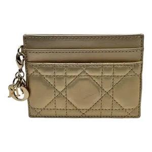 Pre-owned DIOR Leather Small Leather Goods CHRISTIAN LADY CHAMPAGNE CARD HOLDER