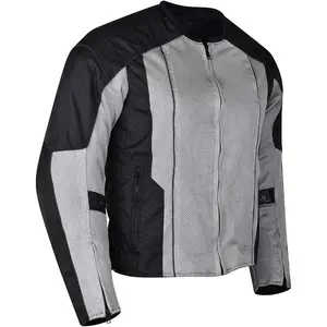 Vance Mens Silver Advanced 3-Season Mesh/Textile CE Armor Motorcycle Jacket