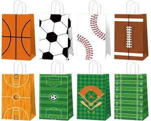 CHUNNIN 16pcs Sports Party Gift Bags Sports Birthday Party Decorations Sport Theme Party Candy Treat Bags Football Basketball Soccer Baseball Party Goodie Bags for Kids Birthday Party Favor Supplies