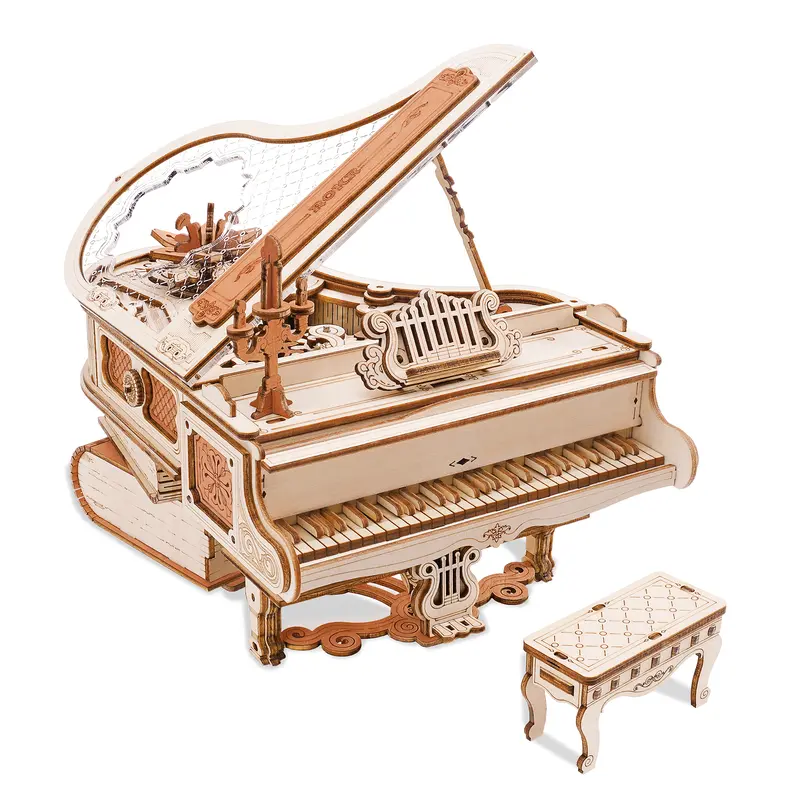 Magic Piano DIY Wooden Puzzle,Building Blocks,Building,Model Building Kits Dly Miniature Piano Kits