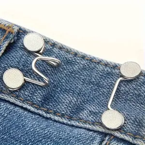 Adjustable Seamless Jeans Buttons, Reusable Invisible Waistband Clips, Durable Metal Fasteners, Adjustable Buckle for Pants & Clothes, No Nails Needed