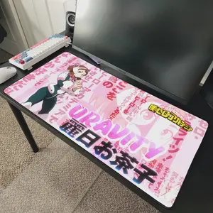 Uraraka Ochaco My Hero Academia Anime Desk Mat 31" x 15.5" Durable Polyester Front with Natural Rubber Backing for Optical & Laser Mice