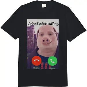 100% Cotton John Pork Is Calling Funny Answer Call Phone Comfort Colors Adult Heavyweight T-shirt