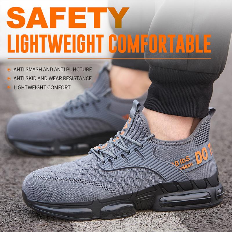 Hot seller for 2026! Men’s ultra-light steel toe safety shoes—impact resistant and puncture-resistant, breathable so feet don’t get stuffy, non-slip even in rain—an essential for work sites!