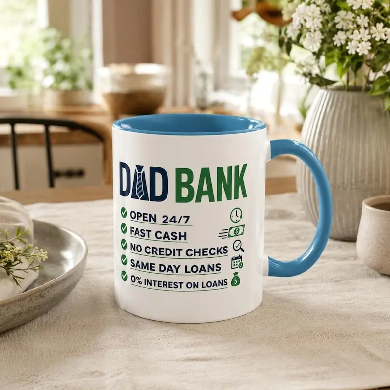 Funny Dad Bank mug, Dad Joke Coffee Cup, Gift For Him, Dad, Father, Husband, Coffee Mug For Dad, Photo Mug, Banker Dad