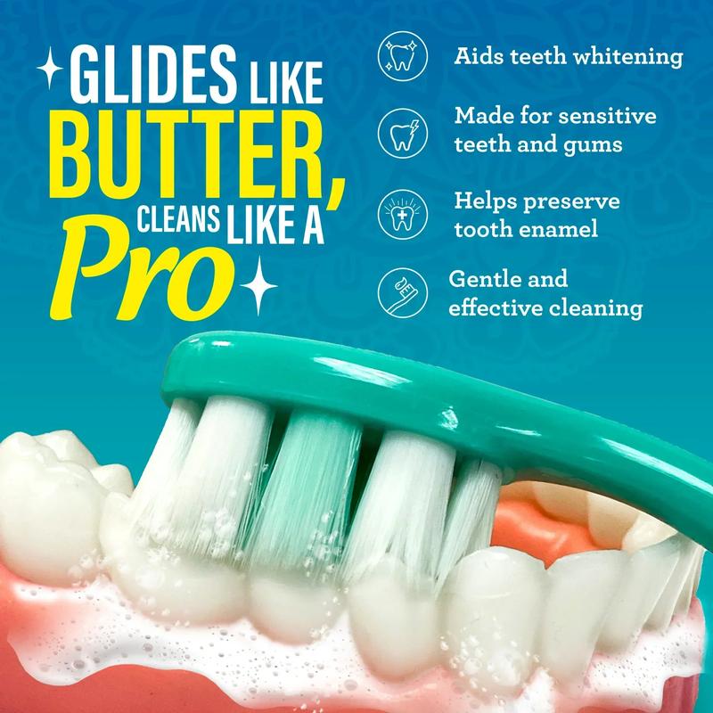 GuruNanda Butter On Gums Toothbrush, ADA Accepted, with 8000+ Ultra Soft Softex Bristles for Sensitive & Receding Gums, Perfect for Whiter Teeth, 8 Ct
