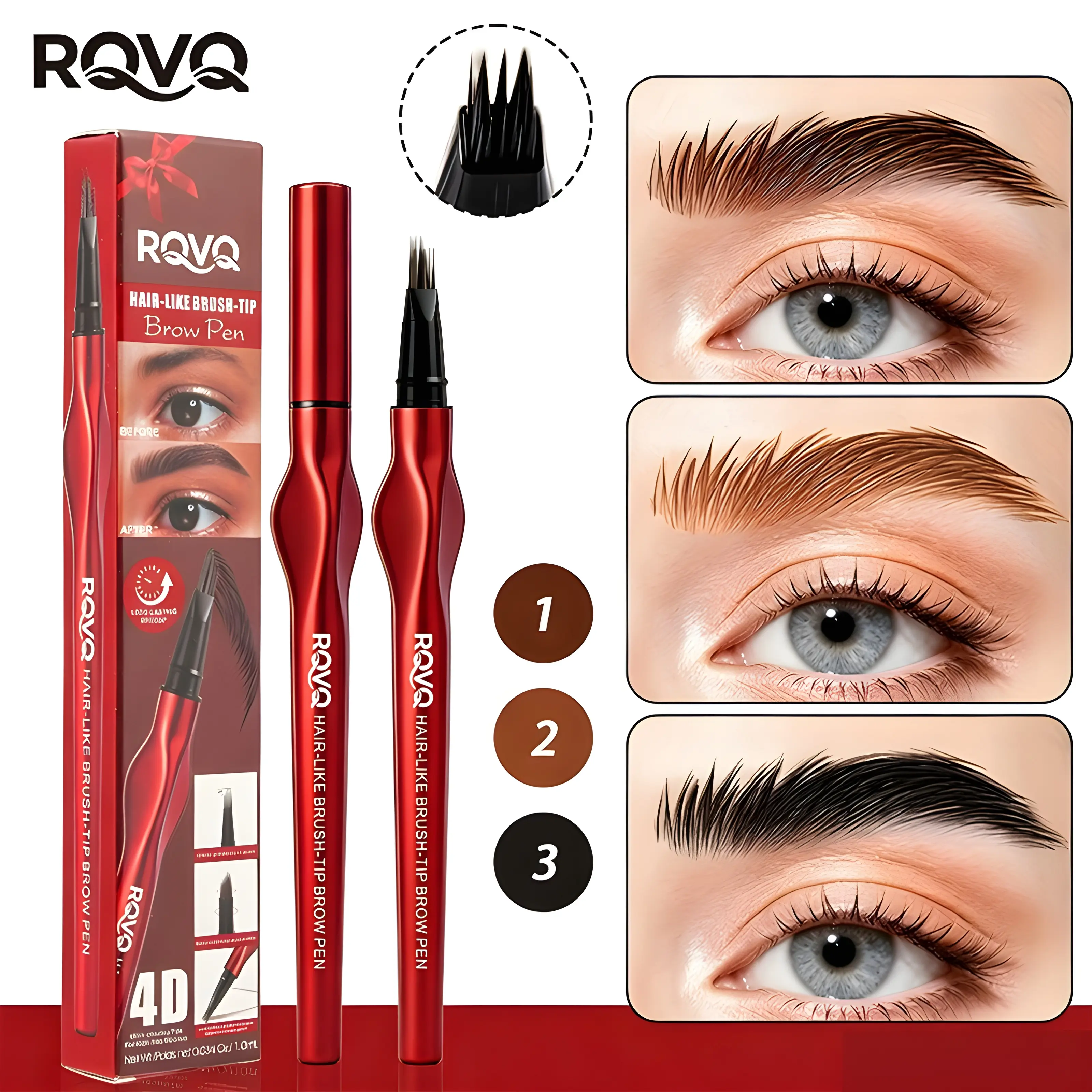 4D Eyebrow Pen – Waterproof & Smudge-Proof, Hair-Like Strokes for Sparse Brows, Easy Natural Microblade Effect, Long-Lasting 24h Wear for Home or Travel, Makeup