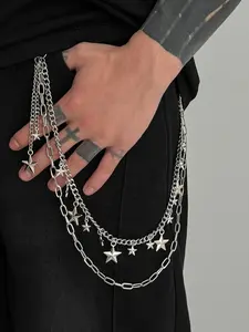 Men's Star Pendant Multi-Layered Tassel Metal Fashion Accessory, Hip Hop Punk Style Pants Chain, Adjustable Waist Chain, Vintage Waist Belt Jewelry Gift