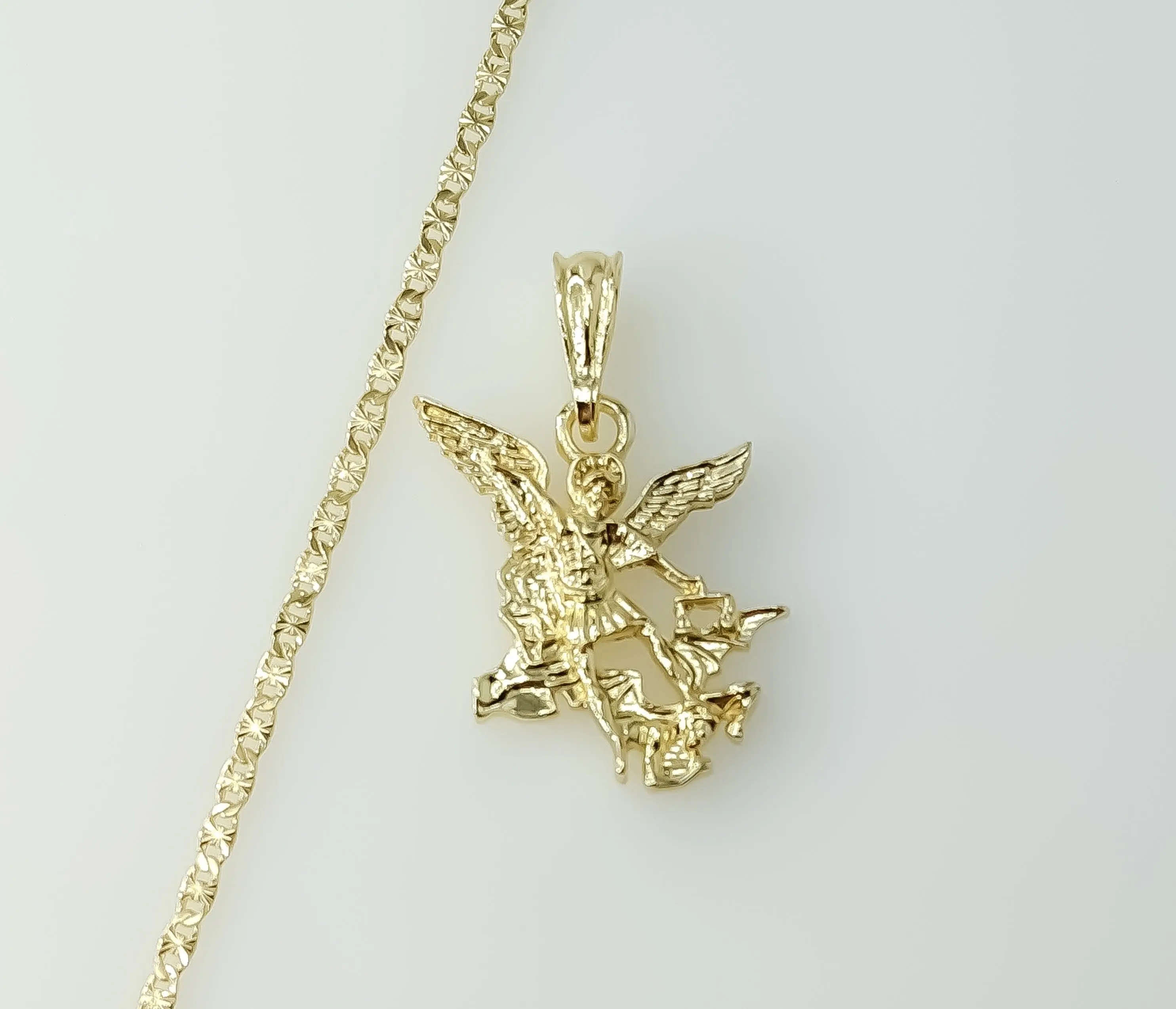 Plated Small Archangel Saint Michael 2.5mm Star Chain Necklace