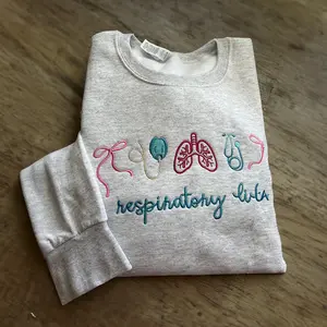 Respiratory Life Embroidered Sweatshirt | Medical Crewneck Pullover | Respiratory Therapist Gift Top