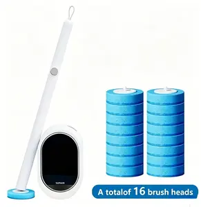 Cleaning System By,Complete Kit With 16 Premium Replacement Refills, Wall Mounted Rust-Proof Toilet Brush Holder, Efficient Deep Stain Remover, Odor Resistant Sanitary Bathroom Accessory,Reusable Handle Cleaning Set For Indoor Household And Commercial Use