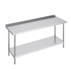 VEVOR 24 x 72 x 36 Inch Stainless Steel Work Table, Commercial Food Prep Worktable Heavy Duty Prep Worktable, Metal Work Table with Adjustable Height for Restaurant, Home and Hotel