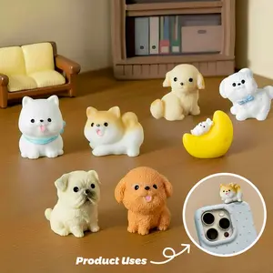 Cute Cartoon Puppy and Kitten Statues - Various Resin Dog Ornaments for Desks, DIY Crafts, Succulent Plant Decorations, Home Decor, and Car Interior Decorations; Cartoon Dog Statues | Sparkling Bow Statues; Holiday Gifts, Car Decorations