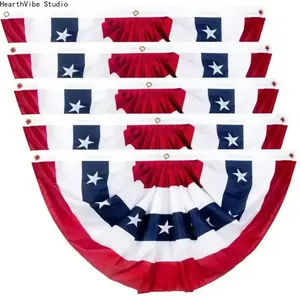 2026 American Pleated Fan Flag, 2x4 Ft  3x6 Ft Patriotic Half Fan Bunting Flag, Indoor Outdoor for 4th of July Decoration Memorial Day #Summervibes