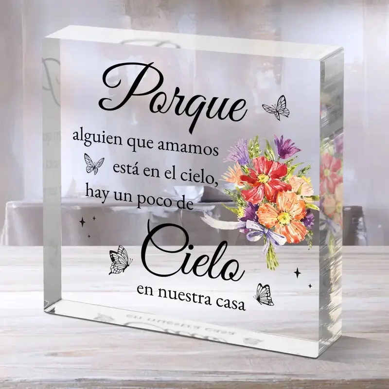 1pc Acrylic Decorative Plaque for Memorial, Christmas Memorial Acrylic Table Decorations, Acrylic Desktop Decoration, as a Gift in Memory, Remembrance Gifts for Loss of Mom/Dad - Suitable for birthdays, anniversaries