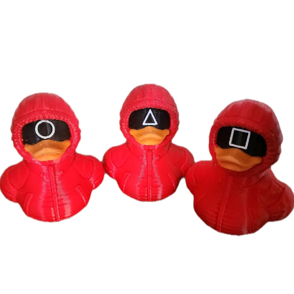 Squid Games 3D Printed Duck Figures - New Season Squid Games Ducks, in Red with Black Mask - Latex Free, Adorable Fun for Fans and Collectors