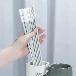 5 Pairs Fiberglass Chopsticks Dishwasher Safe, Slivek Reusable Chopsticks Non-slip and Lightweight, 24.3cm/9.57in Japanese Chinese Korean Chop Stick, Blue Cutlery Tableware