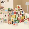 ABC Interlocking Building Block Set - 26/27 PCS (1.2 in) Wooden Toys with Colorful Alphabet Letters, Cute Animal Illustrations, Montessori Manual for 3-6 Years Preschool Toddlers, Cognitive Development & Fine Motor Practice