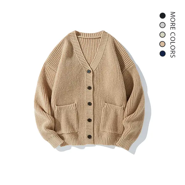 #Springfresh Men's Beige V Neck Shawl Collar Cardigan Sweater Button Front Loose Fit Knitwear with Pockets for Fall & Winter Casual Wear Elegant Stylish Medium Size Chunky Menswear Outfits Stitch Suits