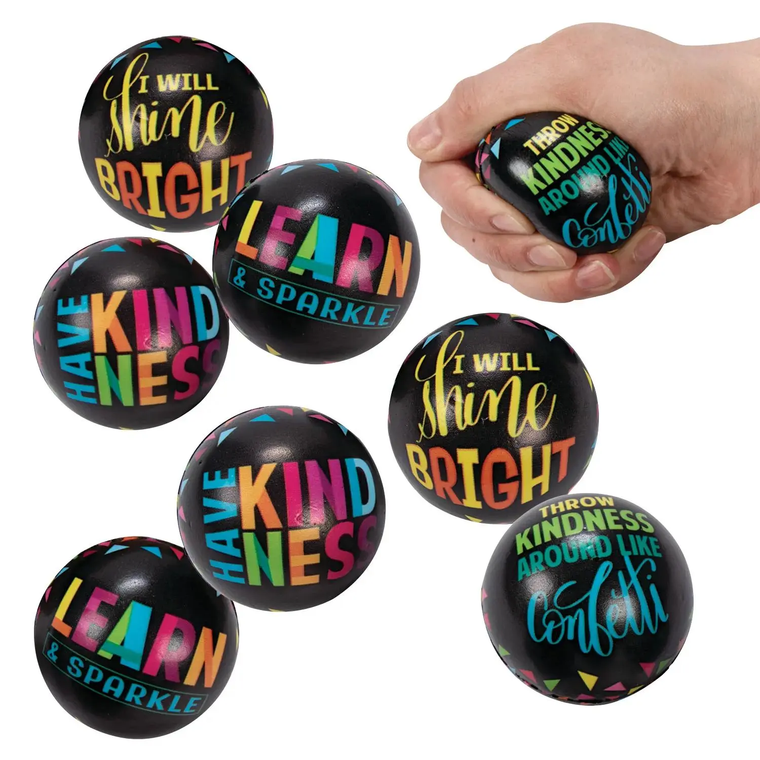 Fun Mini Classroom Confetti Stress Balls - 48 Pc. with Positive Sayings