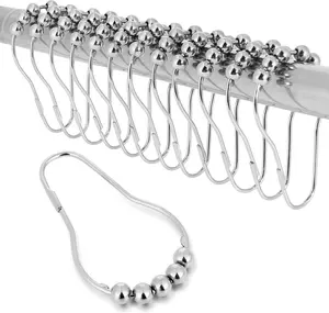12-Pack Stainless Steel Shower Curtain Hooks – Rustproof Bathroom Rings for Heavy Duty Curtains, Easy Slide Hooks Lightweight