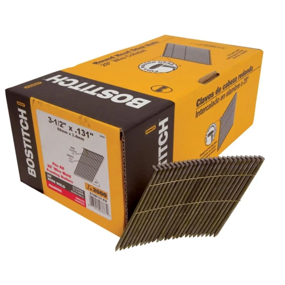 Stanley Bostitch S16D131-FH 2 000 Count 3.5 in. Smooth Shank 28 degrees Wire Collated St