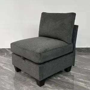 Garvee Modular Sectional Middle Module with Hidden Storage, Armless Center Seat，Grey