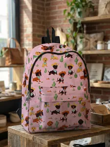 Doggy Printed Backpack, Fun Design, Fashionable Look, Spacious Storage, Ideal for School, Travel, Business Trips, All Seasons Use, Casual Printed Backpack