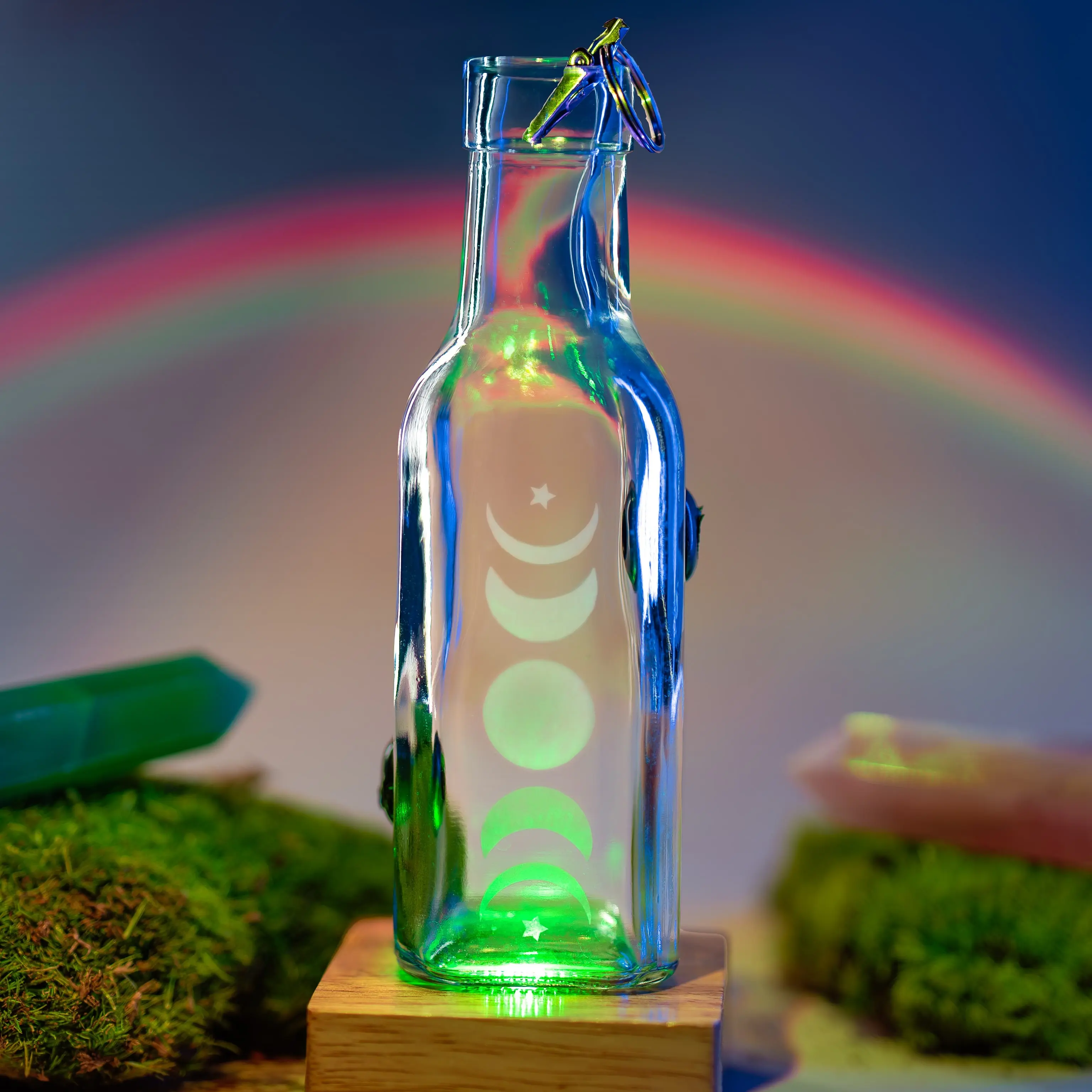 Moon Phase Glass Incense Bottle Burner by AmaZen Glass Co