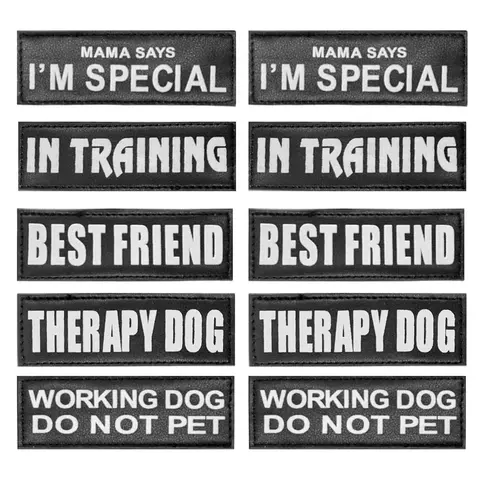 10-Piece Solid Polyester Detachable Glows-in-the-Dark Reflective Service Pet Patches - Harness Attachment, Vest Compatibility, Night Training Use, Wiped-Dry Feature, Customized Text/Graphic Options