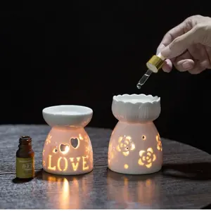 Hollow Ceramic Aroma Diffuser with 3D Projection Candle Holder, Perfect Christmas Gift and Home Decor, Ideal for Living Room and Dining Table, Aromatherapy Scent Diffuser