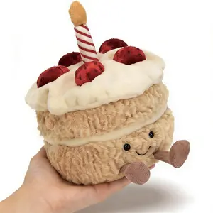 20cm Birthday Cake Plush Doll Cute Smiling Stuffed Cake Doll Decor for Home Bedroom、Valentine’s Day Gift