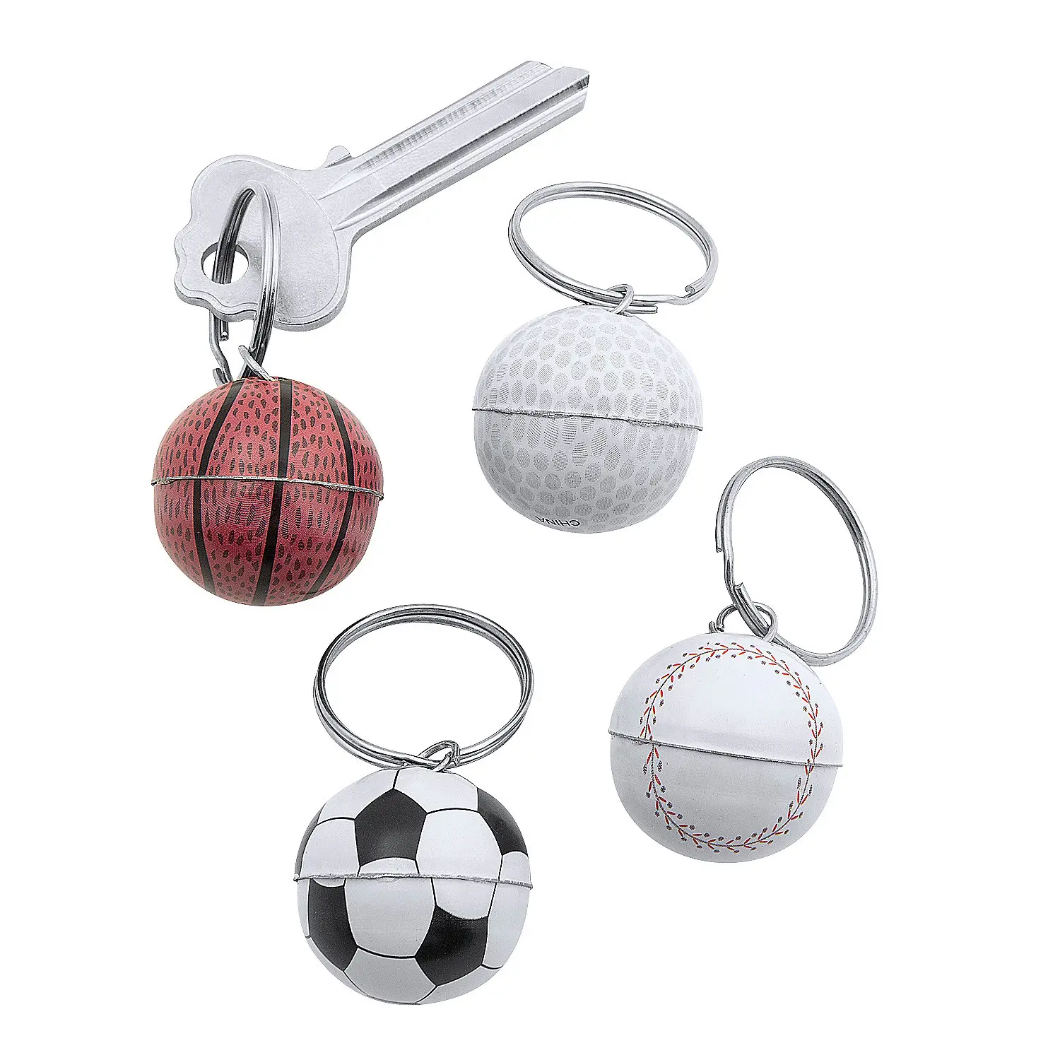 New 144-Piece Metal Round Multi-Sport Ball Keychains Assortment - 3-4.9 in Kids' Sports Collectibles with Lanyard, No Adult Styles, No Warning Applicable