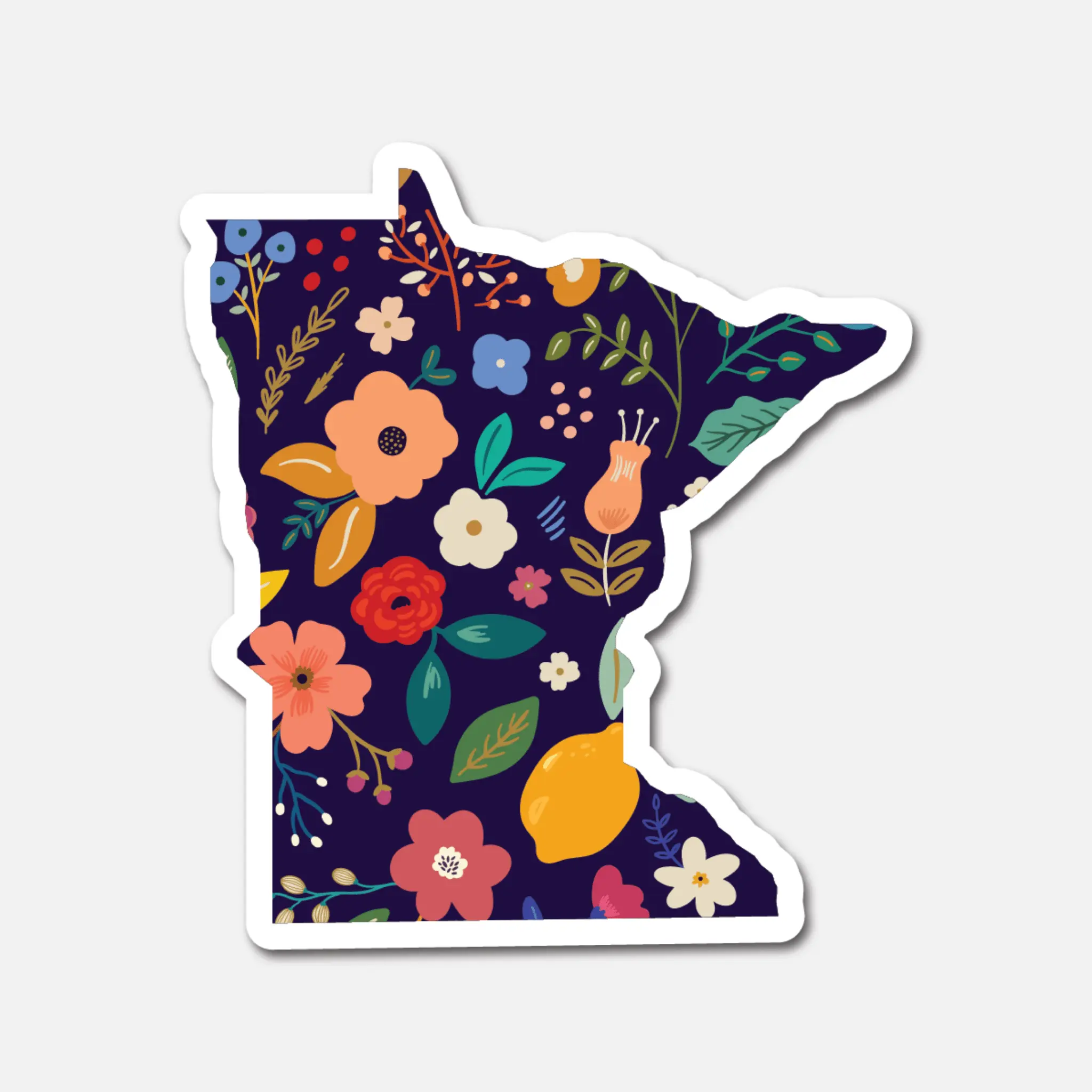 Minnesota Navy Floral State Sticker vinyl sticker