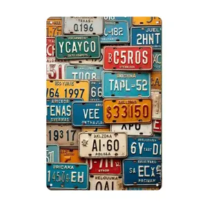 1pc Vintage Americana Tin License Plate Enamel Painting - 1940s-1990s Classic Cars Collection Metal Tin Sign - Rustic Iron Wall Art for Home, Office, Cafe, Bar, and Garage Decor - Easy to Hang, Versatile for Holiday and Seasonal Decorations