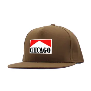 Chicago Snapback 5 Panel Cap 100% Cotton Comfort Fit Visor Vibrant Printing Plastic Adjustable Snap OSFM