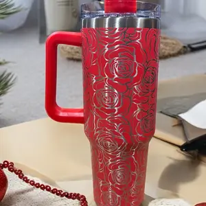 Roses Tumbler - Laser Engraved Drinkware with Elegant Design for Home and Office Use - Bottle
