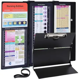 Clipboard Foldable Pocket Size- Edition Cheat Sheets Aluminum 3 Layers Foldable Clipboard  Nurse Clipboard Foldable fits in  Doctors(Black)