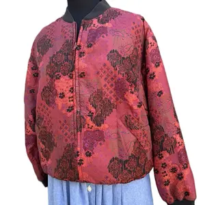 Vintage silk bomber style zip up jacket size small