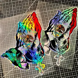 Praying Hands Pattern Car Sticker, Waterproof Durable Scratch Masking Car Motorcycle Body Notebook Truck Glass metallic Surface Decorative Decals, Vinyl Waterproof Decals, Car Vehicle Decoration