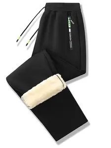 Men's Winter Fleece Lined Pants, Warm Windproof Outdoor Hiking Trousers, New Style Fitted Sportswear for Cold Weather, Drawstring Waist Athleisure, Casual Comfy Sporty