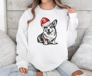 Corgi Christmas Lights Sweatshirt, Holiday Dog Lover Gift