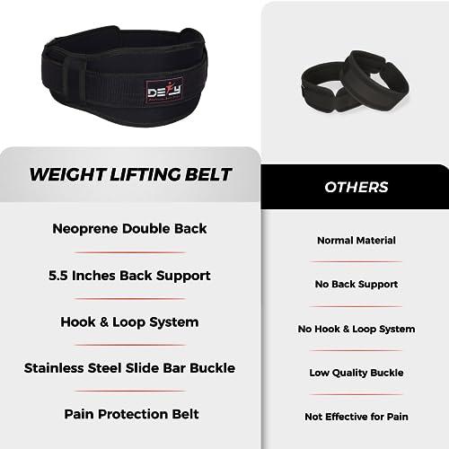 DEFY Weight Lifting Belt Lumbar Support with Neoprene Double Back Belt 5 Inches Wide Gym Training Fitness Exercise Bodybuilding Firm and Comfortable with Back Injury Protection