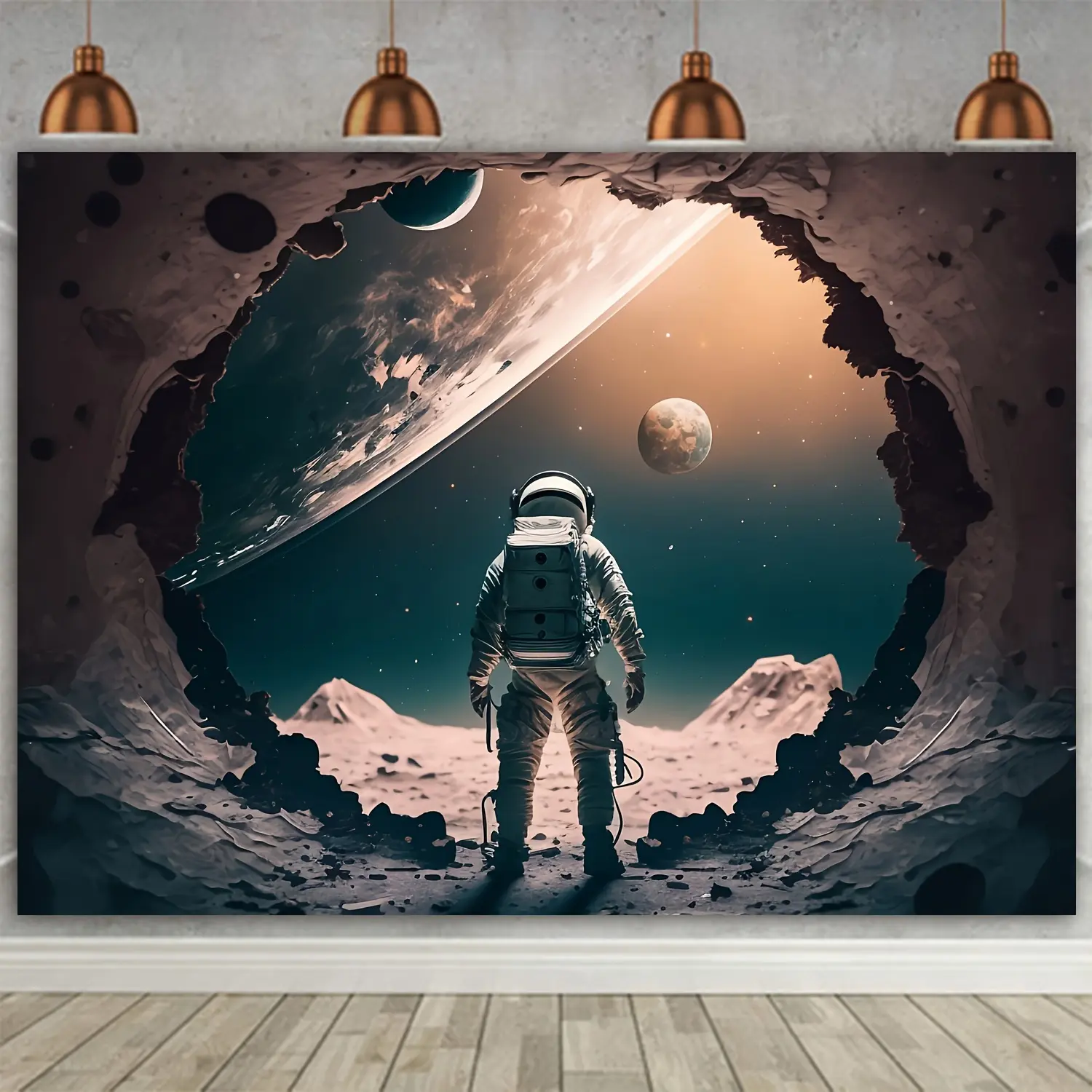 RipLox Funny Space Art Galaxy Tapestry - Astronaut & Earth Print Wall Hanging, Men's Room Decor, Living Room Wall Decor, Dorm Party Home Supplies