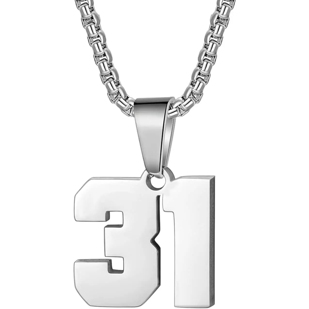 Number Necklaces Personalized Necklaces 18K Gold Plated Initial Number Pendant Stainless Steel Chain Sports Necklaces for Men Women