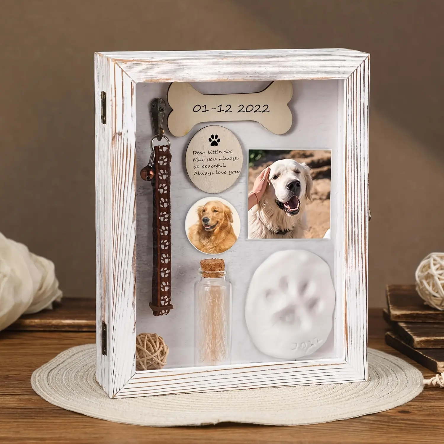 8 X 10 Pet Memorial Shadow Box For Dogs Or Cats Includes Wood Pet Frame, Small Bottle, Pins, Pet Print Kit Wood Pet Frame Urn Ashes Display Case For Loss Pet Remembrance Memory Keepsake
