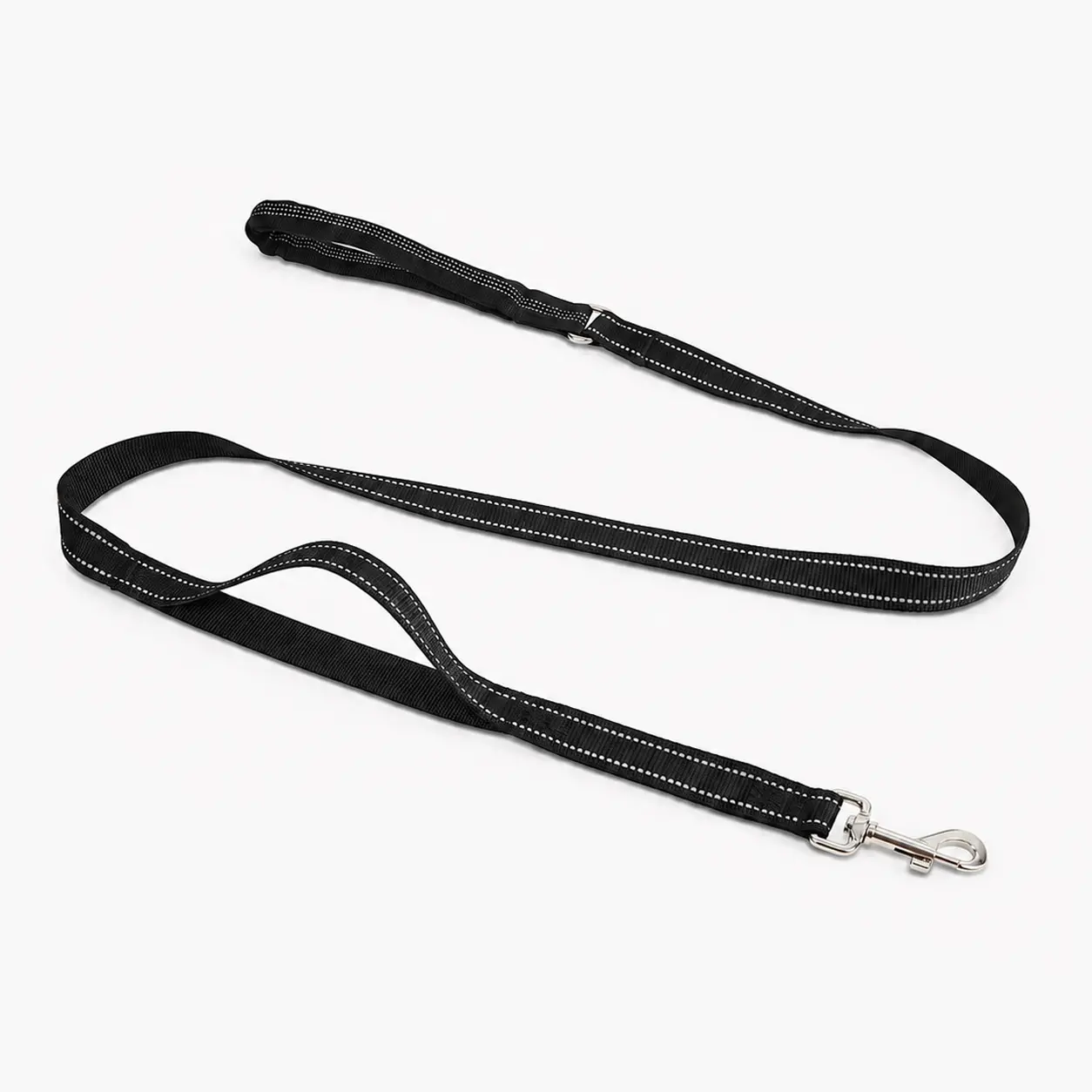 Dog Leash 6 FT with Comfortable Padded Handle, Highly Reflective Threads Leash and Anti-Tangle Clip for Walking Medium Large Dogs, Black