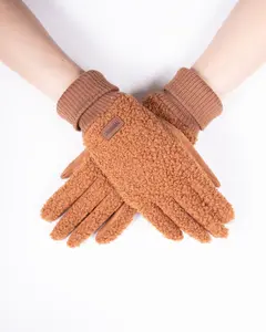 Women's Fuzzy Faux Lamb Wool Gloves with Adjustable Ribbed Sleeve – Warm and Stylish Winter Gloves
