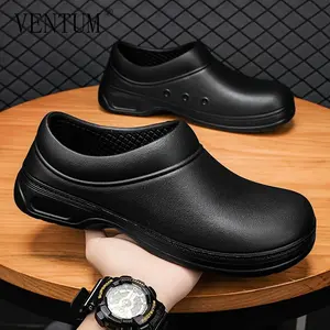 New[Universal Fit Non-Slip Chef Shoes] Casual Solid Color Slip-On Chef Shoes, Waterproof, Non-Slip, Durable EVA Upper, Rubber Sole, Universal Fit, with Plain Toe, for Kitchen Work, All-Season Daily Wear