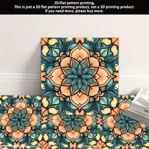 2D Flat - Vintage Geometric Pattern, PVC Sticker, Self-Adhesive Floor Decal, Removable Waterproof Decorative Sticker, Suitable for DIY on Kitchen Walls, Bathroom Walls, Balcony Floors, and More, 2D Flat